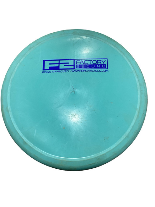 Vist Large View of Product Image Which is Used Innova F2 FACTORY 2ECOND Disc Golf Putter Carolina Blue