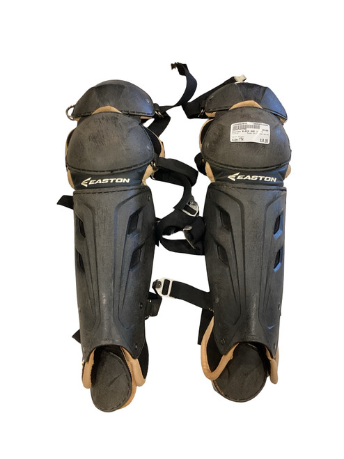 Vist Large View of Product Image Which is Used Easton BLACK AND WHITE Catchers Leg Guards Black Youth