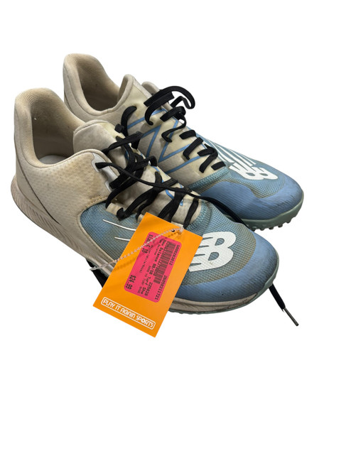 Vist Large View of Product Image Which is Used New Balance 3000 V4 TURF SHOE BB/SB Cleats Silver/White/Royal Senior 10