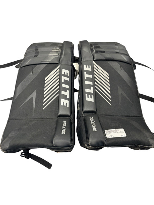 Vist Large View of Product Image Which is Used Elite PRO-X700 Goalie Leg Pads Junior Black 26"