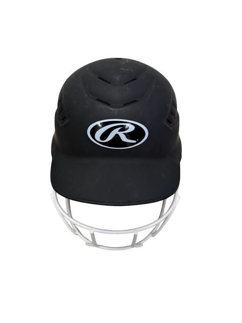 Vist Large View of Product Image Which is Used Rawlings RCFH  6 1/2 - 7 1/2 Softball Batting Helmet w/Mask Black