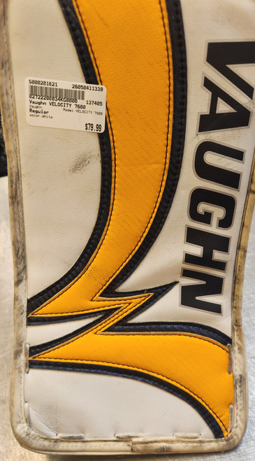 Vist Large View of Product Image Which is Used Vaughn VELOCITY 7600 Senior Goalie Blocker White