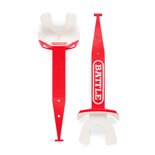 Vist Large View of Product Image Which is Battle Sports Speed Pro Thick Strap Mouthguard Red/White #43MG001002