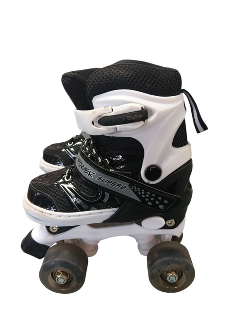 Vist Large View of Product Image Which is Used POWER SUPERB Junior Roller Quad Skates Black Adjustable