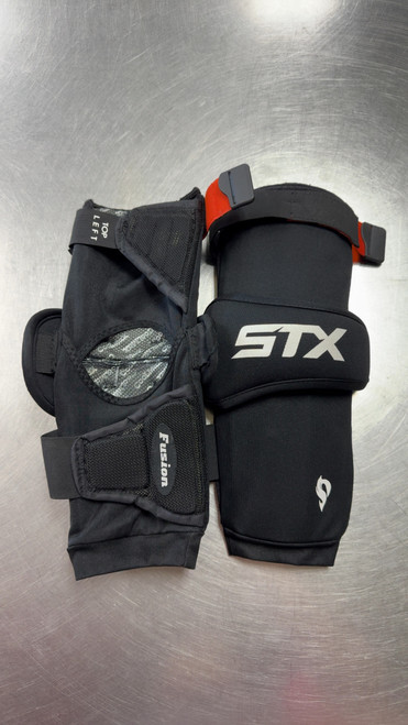 Vist Large View of Product Image Which is Used STX FUSION Lacrosse Arm Pads/Guards Black LG