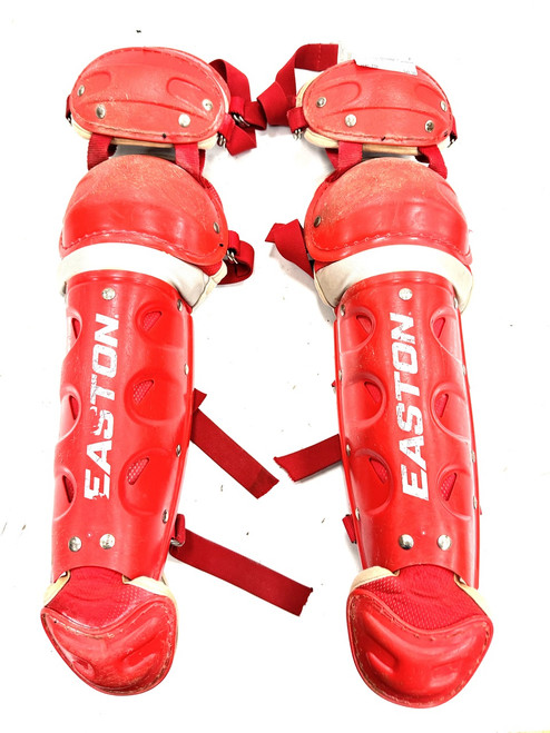 Vist Large View of Product Image Which is Used Easton 12.75 Catchers Leg Guards Red Youth