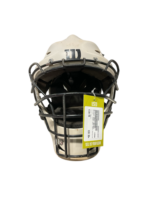 Vist Large View of Product Image Which is Used Wilson GRAY CHEST PROTECTOR Catchers Helmet w/Mask White One Size