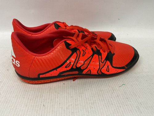 Vist Large View of Product Image Which is Used Adidas Soccer Indoor Shoes Black And Orange Youth 06.0