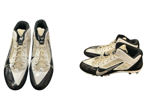 Vist Large View of Product Image Which is Used Nike ALPHA PRO BB/SB Cleats Black And White Senior 10.5