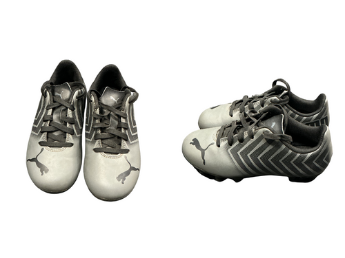 Vist Large View of Product Image Which is Used Puma Soccer Cleats Grey Youth 11.0