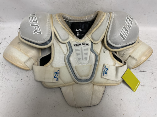 Vist Large View of Product Image Which is Used Bauer NEXUS Senior Shoulder Pads White SM