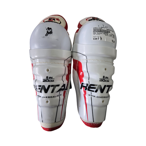 Vist Large View of Product Image Which is Used USA Hockey RENTAL SHIN GUARDS Youth Shin Guards White 8"