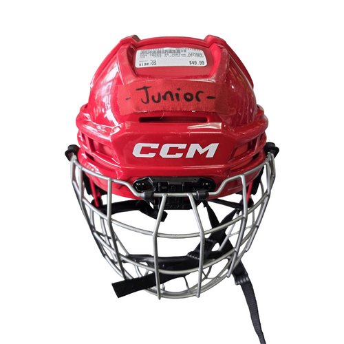 Vist Large View of Product Image Which is Used CCM TACKS 70 JUNIOR HELMET COMBO Helmet Cage Combo Red One Size