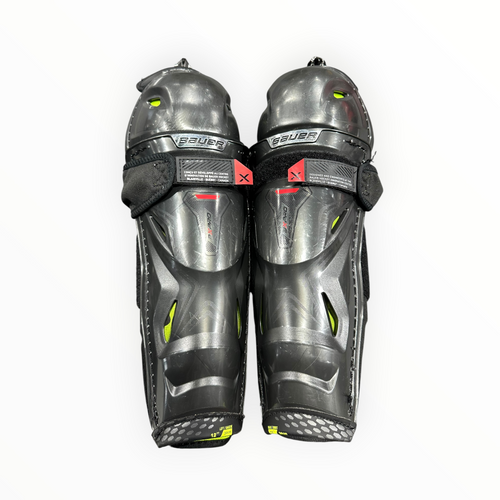 Vist Large View of Product Image Which is Used Bauer 3X PRO Junior Shin Guards Black 12"