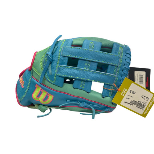 Vist Large View of Product Image Which is Wilson A700 BB/SB Glove RH Throw Teal 12"