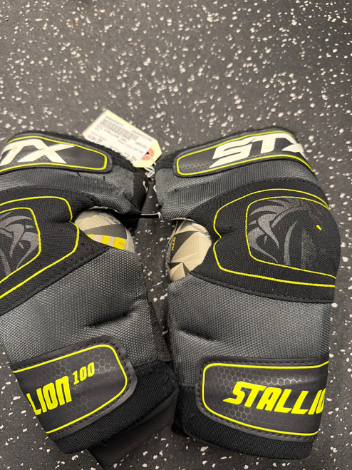 Vist Large View of Product Image Which is Used STX STALLION 100 Lacrosse Arm Pads/Guards Black SM
