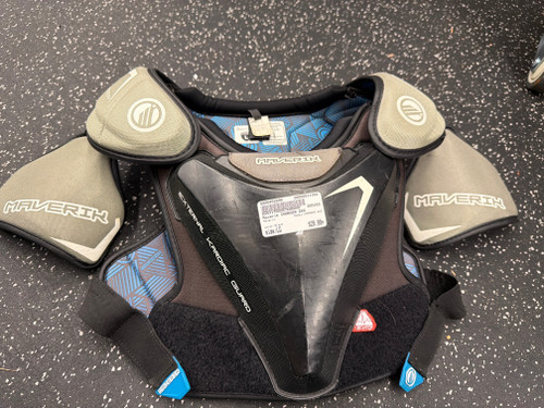 Vist Large View of Product Image Which is Used Maverik CHARGER EKG Lacrosse Shoulder Pads Black LG