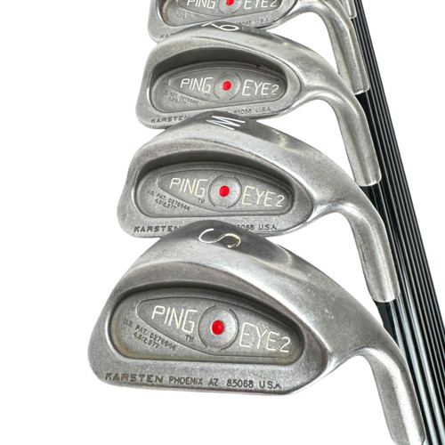 Vist Large View of Product Image Which is Used Ping EYE 2 RED DOT Men's RH Iron Set 3I-SW Stiff Flex Graphite Shaft