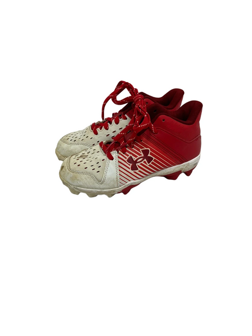 Vist Large View of Product Image Which is Used Under Armour Leadoff Mid Jr 1.5 BB/SB Cleats White And Red  