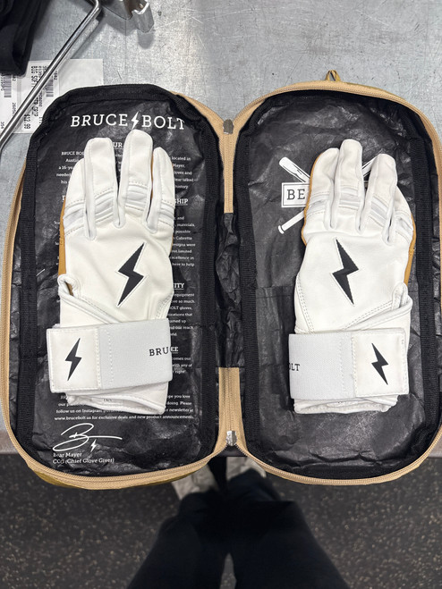 Vist Large View of Product Image Which is Used BRUCE BOLT BATTING GLOVES BB/SB Glove RH Throw Black 11 1/2"