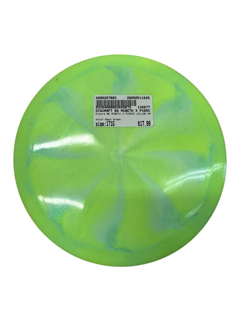 Vist Large View of Product Image Which is Used Discraft BS MCBETH X PIERCE COLLAB DRIVE Disc Golf Driver Neon Green 171g