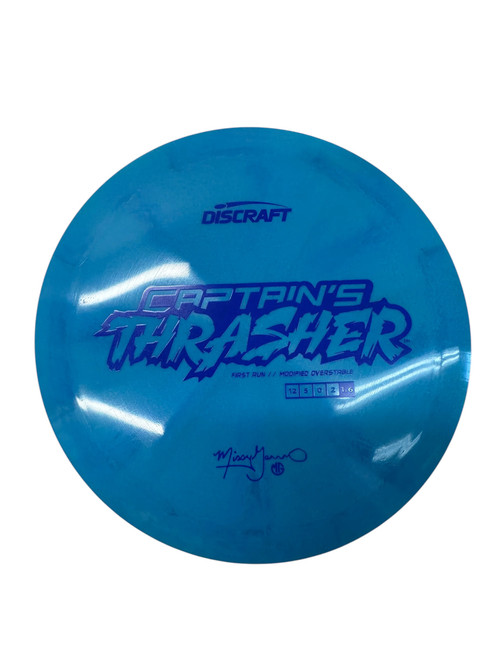 Vist Large View of Product Image Which is Used Discraft CAPTAINS THRASHER GANNON Disc Golf Driver Royal Blue 171g