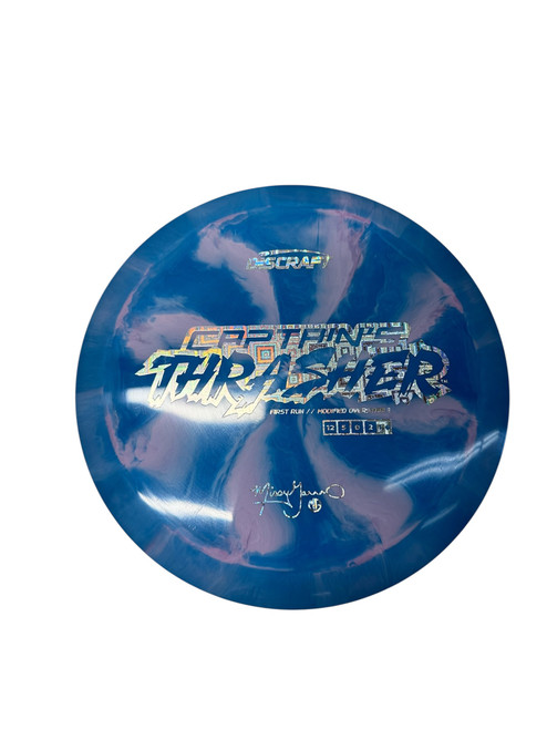 Vist Large View of Product Image Which is Used Discraft CAPTAINS THRASHER GANNON Disc Golf Driver Royal Blue 168g