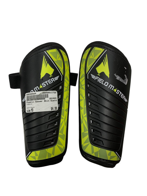 Vist Large View of Product Image Which is Used Franklin Soccer Shin Guards Junior Black MD