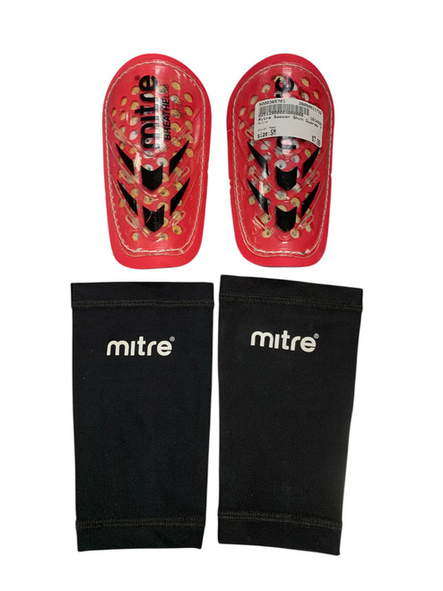 Vist Large View of Product Image Which is Used Mitre Soccer Shin Guards Youth Red SM