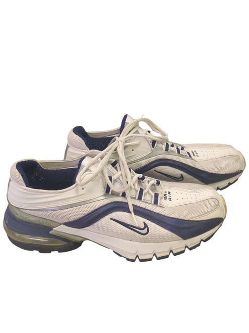 Vist Large View of Product Image Which is Used Nike 021202 AIR MAX Running/X-Train Shoes M White And Navy Blue Senior 14