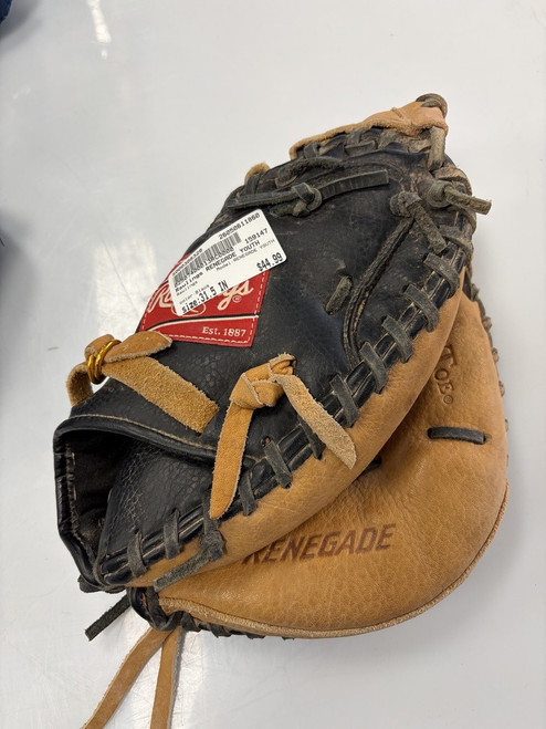 Vist Large View of Product Image Which is Used Rawlings RENEGADE YOUTH BB/SB Catchers RH Throw Black 31 1/2"