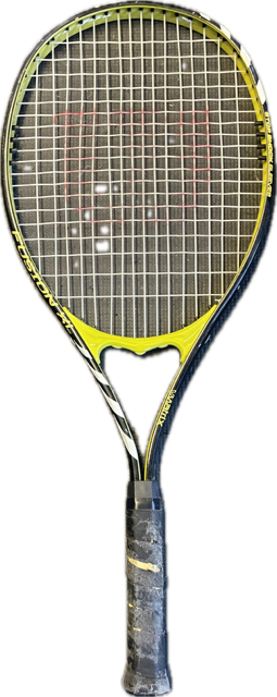 Vist Large View of Product Image Which is Used Wilson FUSION XL Adult Tennis Racquet Black 4 1/4"
