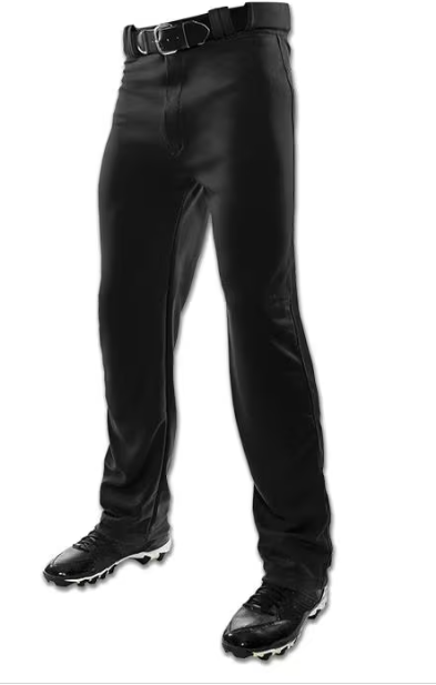 Vist Large View of Product Image Which is CHAMPRO OPEN BOTTOM RELAXED FIT BASEBALL PANT - Adult -  Black - Small