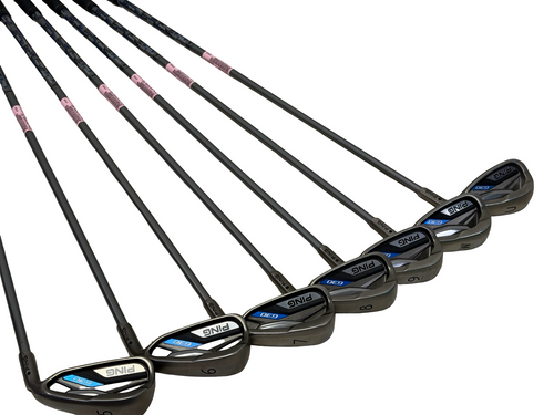 Vist Large View of Product Image Which is Used Ping G30 BLACK DOT Mens Golf Iron Set RH 5I-PW + U w/ Ping TFC 419 Sr-Flex Shafts +1/4"