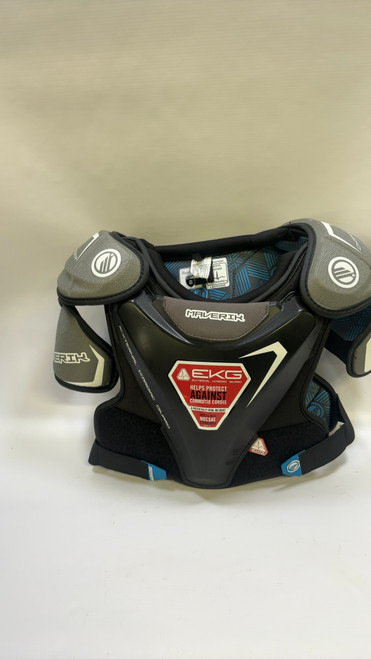 Vist Large View of Product Image Which is Used Maverik CHARGER YOUTH SP Lacrosse Shoulder Pads Grey SM