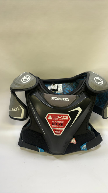 Vist Large View of Product Image Which is Used Maverik CHARGER YOUTH SP Lacrosse Shoulder Pads Grey SM