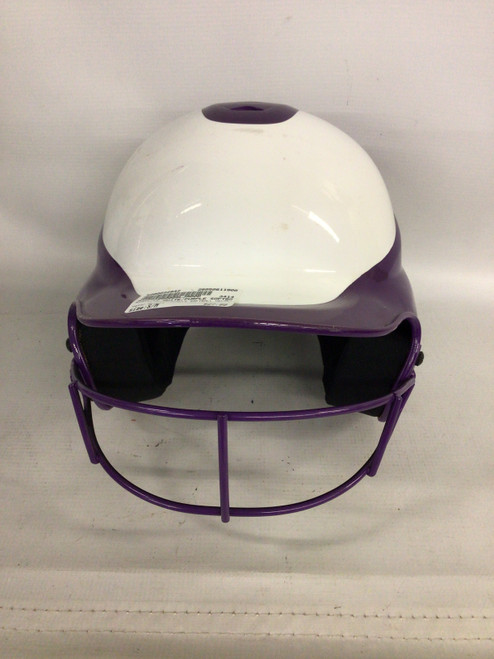 Vist Large View of Product Image Which is Used RIP-IT WHITE/PURPLE SOFTBALL HELMET Batting Helmet w/Mask Purple S/M