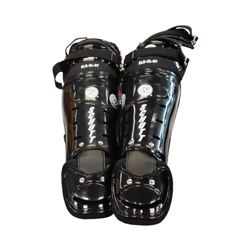 Vist Large View of Product Image Which is Used Schutt SLG-CL-9Y Catchers Leg Guards Black Youth