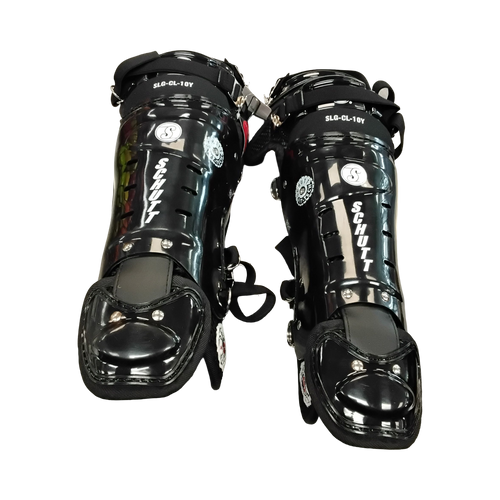 Vist Large View of Product Image Which is Used Schutt SLG-CL-10Y Catchers Leg Guards Black Youth