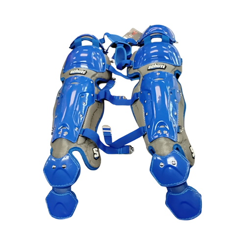 Vist Large View of Product Image Which is Used Schutt SCORPION Catchers Leg Guards Royal Blue Intermed
