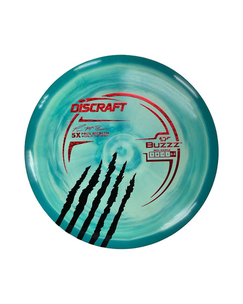 Vist Large View of Product Image Which is Used Discraft ESP BUZZZ MCBETH 5 CLAW Disc Golf Mid Range Teal 177g