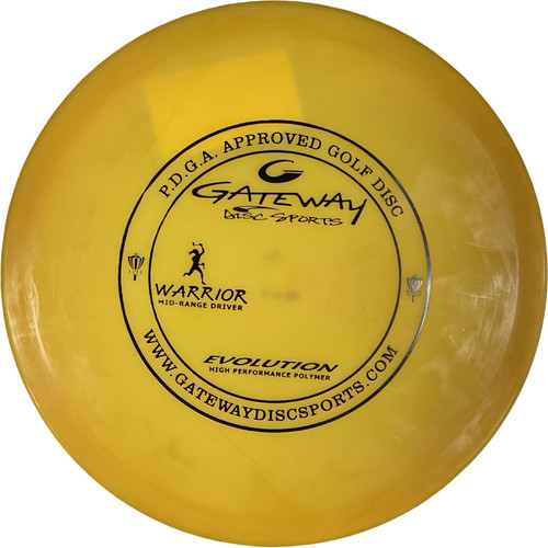 Vist Large View of Product Image Which is Used Gateway EVOLUTION WARRIOR Disc Golf Mid Range Yellow 180g