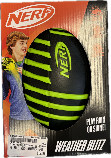 Vist Large View of Product Image Which is New Football BALL NERF WEATHER GRN