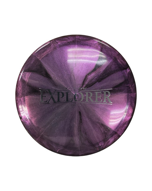 Vist Large View of Product Image Which is Used Latitude 64 OPTO X GLIMMER CHAMELEON EXPLORER Disc Golf Driver Purple 175g