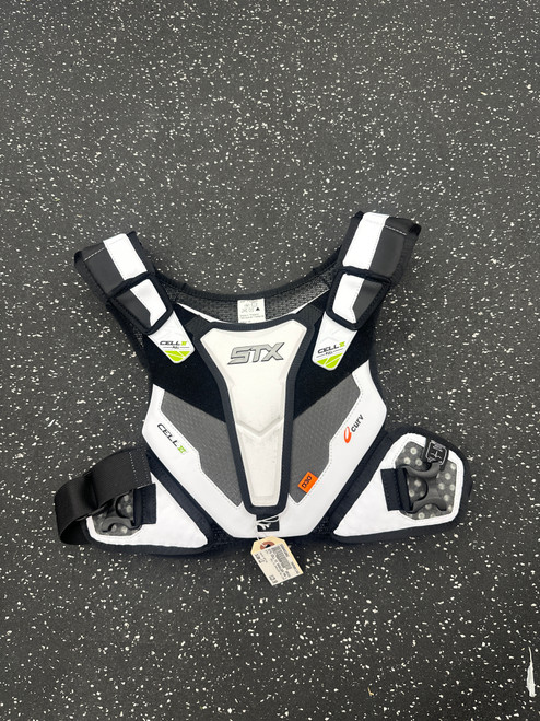 Vist Large View of Product Image Which is Used STX CELL VI SHOULDER PAD LINER Lacrosse Shoulder Pads White LG