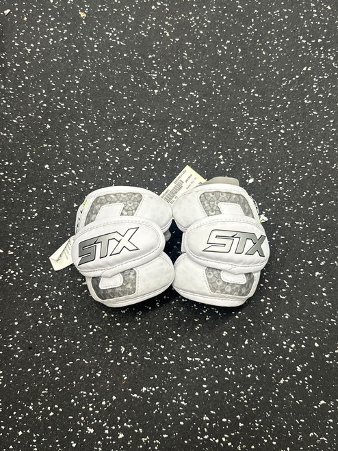 Vist Large View of Product Image Which is Used STX ELL VI Lacrosse Arm Pads/Guards White SM