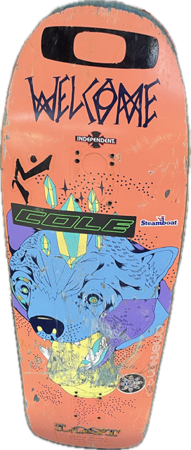 Vist Large View of Product Image Which is Used WELCOME WOLF Skateboard Deck Only Orange Regular