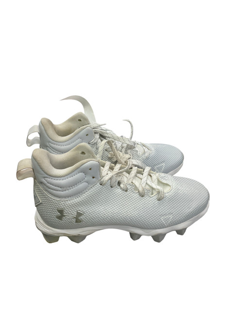 Vist Large View of Product Image Which is Under, Armour, LOCKED, DOWN, BB/SB, Cleats, White, Junior, 02