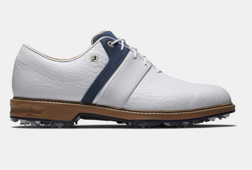 Vist Large View of Product Image Which is New FootJoy Dryjoys Premiere Series Packard LX Golf Shoes - White/Navy - 54534 - SZ 8.5