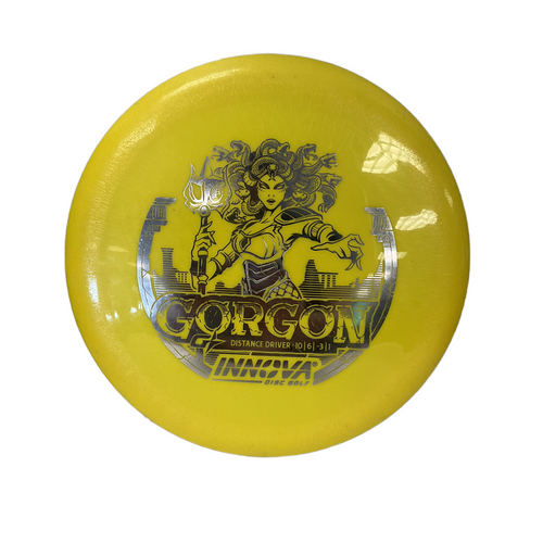Vist Large View of Product Image Which is Used Innova G STAR GORGON Disc Golf Driver Yellow 169g